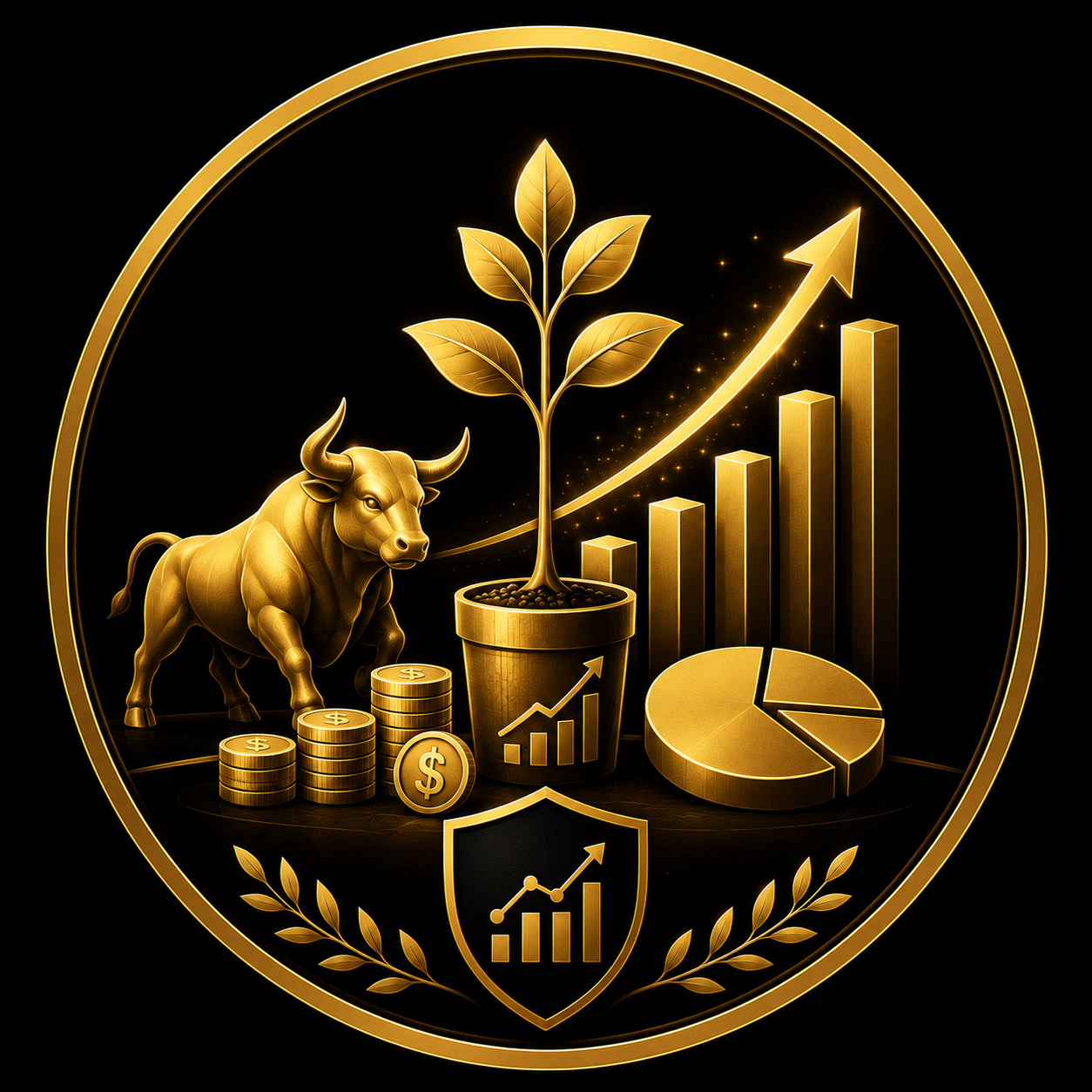 Illustration of a person reviewing a simple gold chart with long-term goal markers